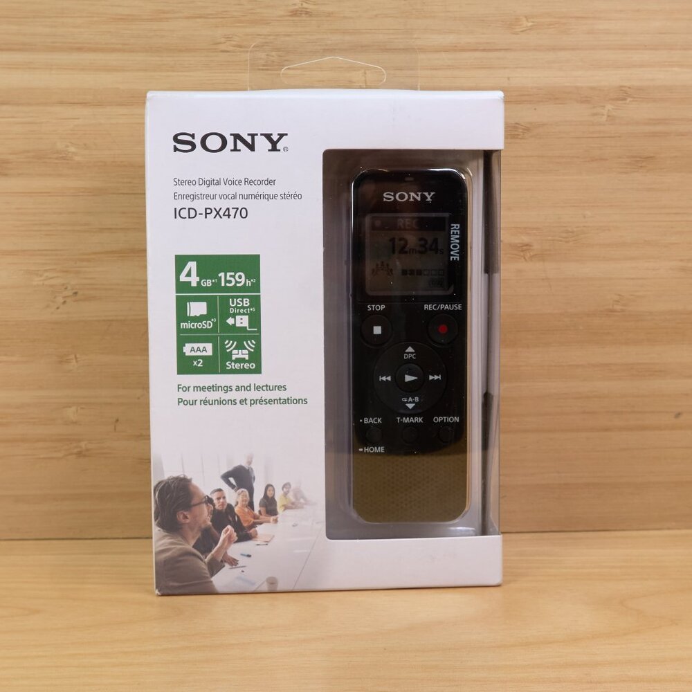 Sony ICD PX470 Stereo Digital Voice Recorder 4GB, slot micro CD, New, sealed